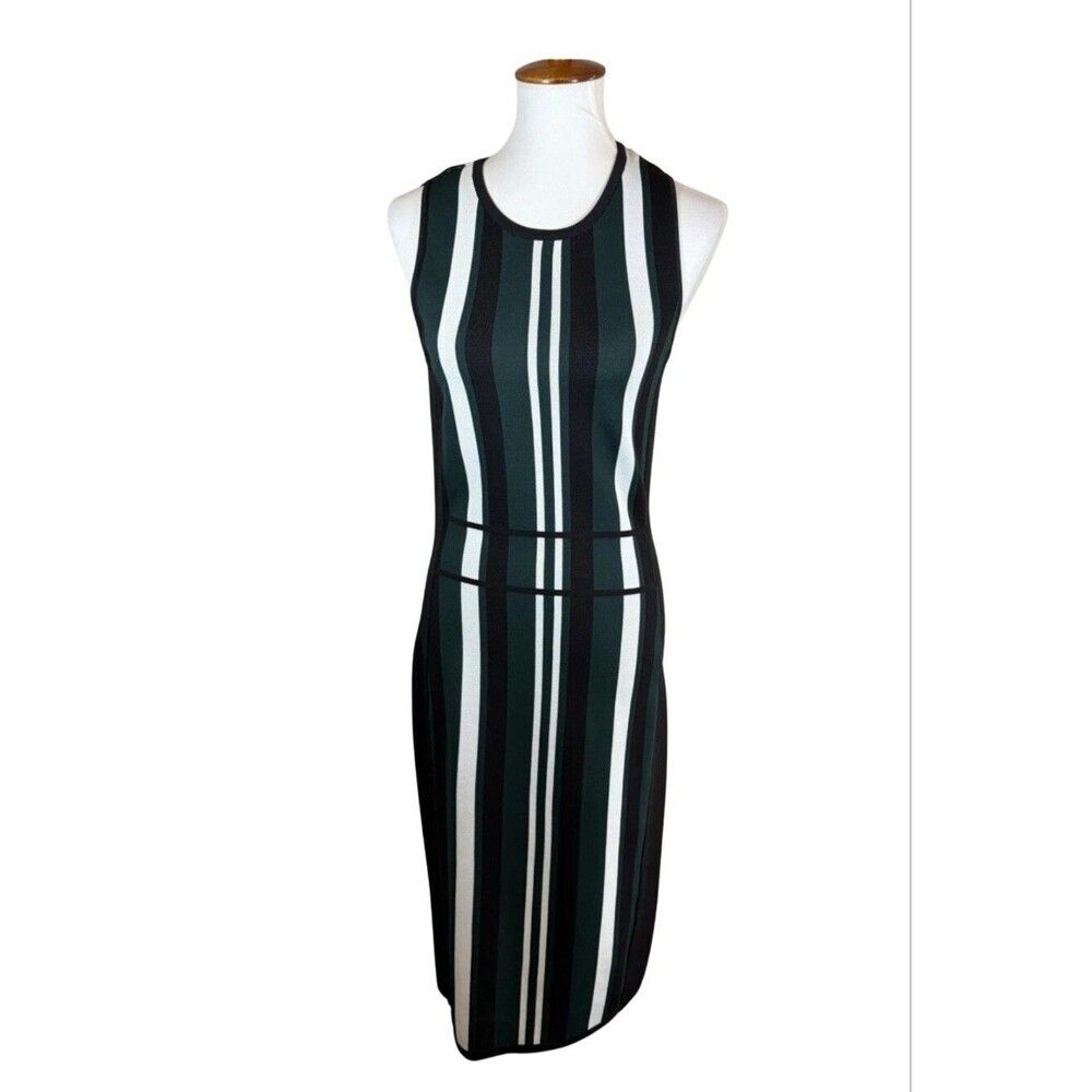 New York & Co Green Striped Colorblock Bodycon Size M Dress CL-1892
